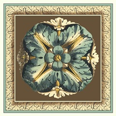 Printed Chocolate and Blue Rosette I