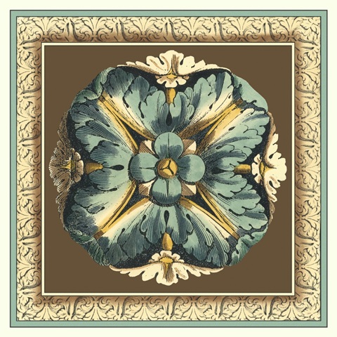 Printed Chocolate and Blue Rosette I