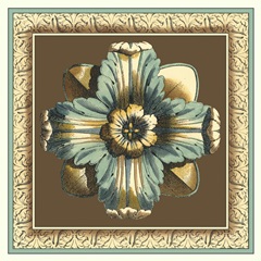 Printed Chocolate and Blue Rosette II