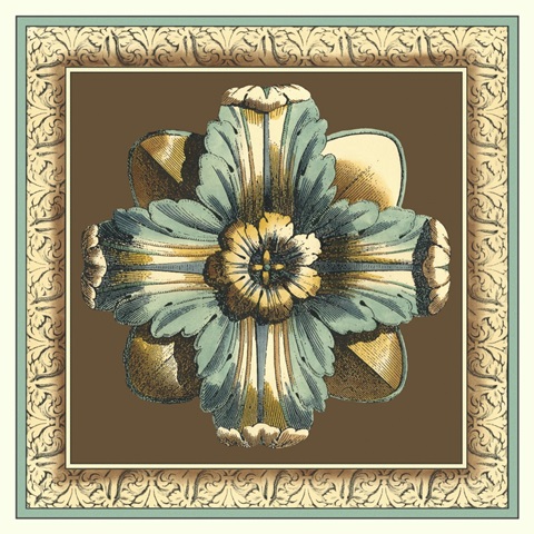 Printed Chocolate and Blue Rosette II