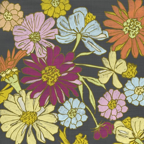 Summer Floral on Grey I