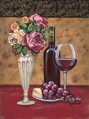 Vintage Flowers and Wine I