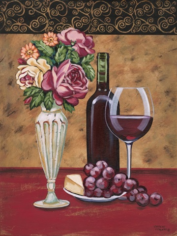 Vintage Flowers and Wine I