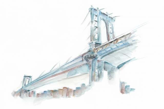 Watercolor Bridge Sketch I