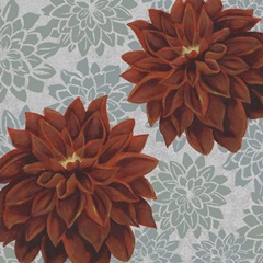 Woodblock Dahlias I
