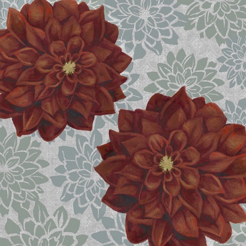 Woodblock Dahlias II