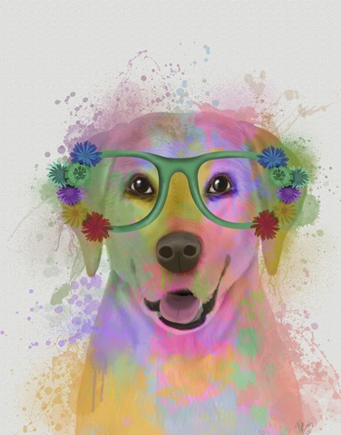 Yellow Labrador Rainbow Splash
