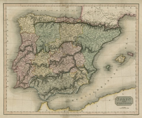 Vintage Map of Spain and Portugal