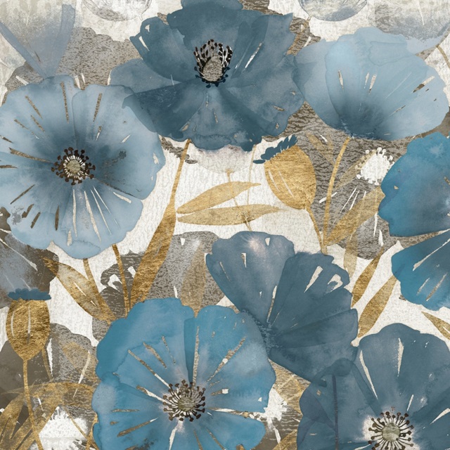 Blue and Gold Poppies I