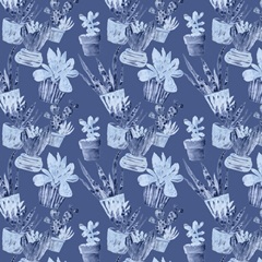 Indigo Succulent Collection I