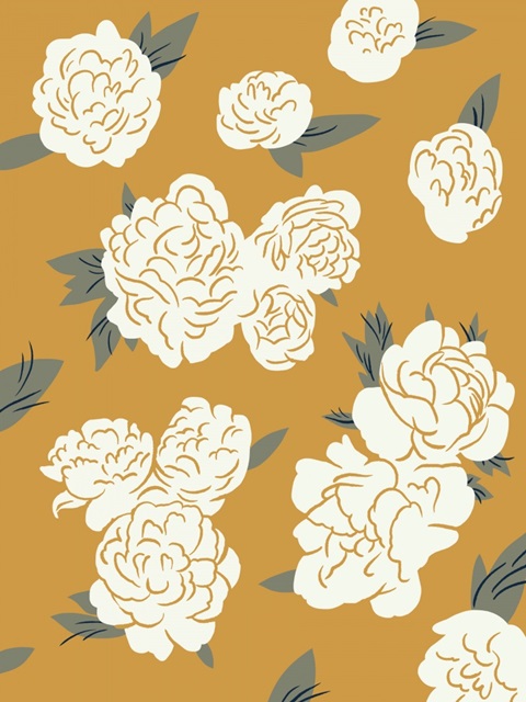 Ivory Peonies on Gold I