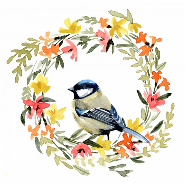 Springtime Wreath and Bird II