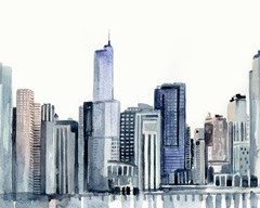 Watercolor Skyline II