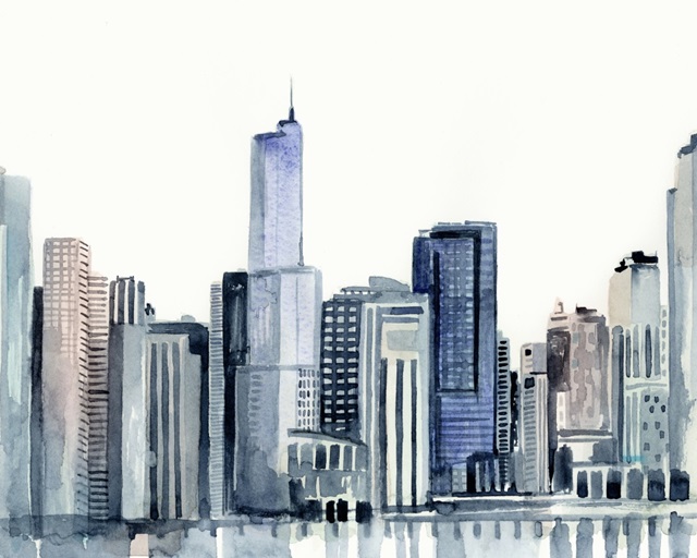 Watercolor Skyline II