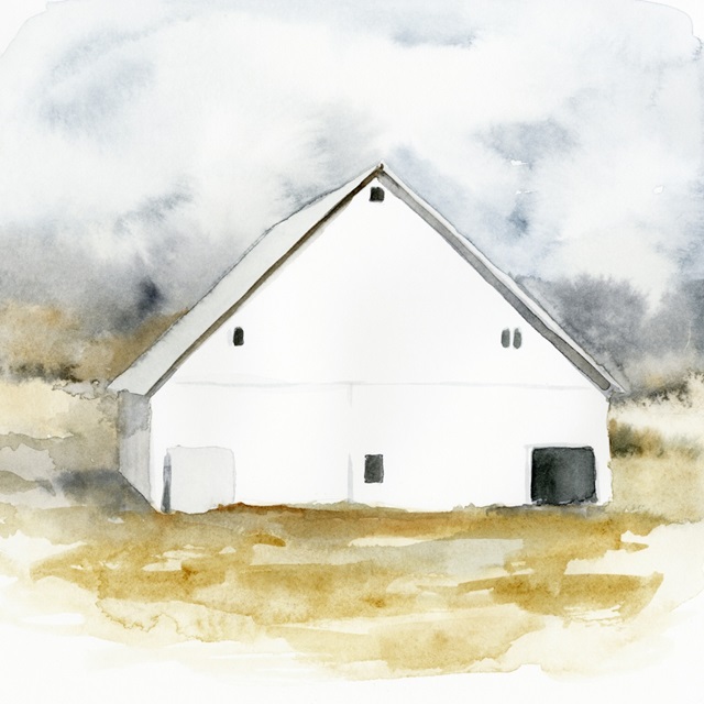 White Barn Watercolor IV