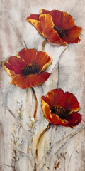 Red Poppies on Taupe II