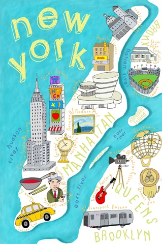 Illustrated State Maps New York
