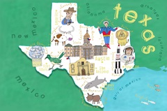 Illustrated State Maps Texas