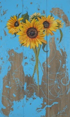 Sunflowers on Barnwood I