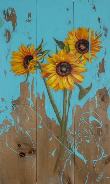 Sunflowers on Barnwood II