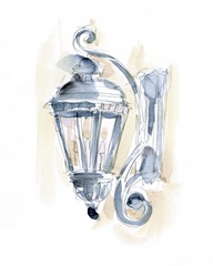 Watercolor Street Lamp II
