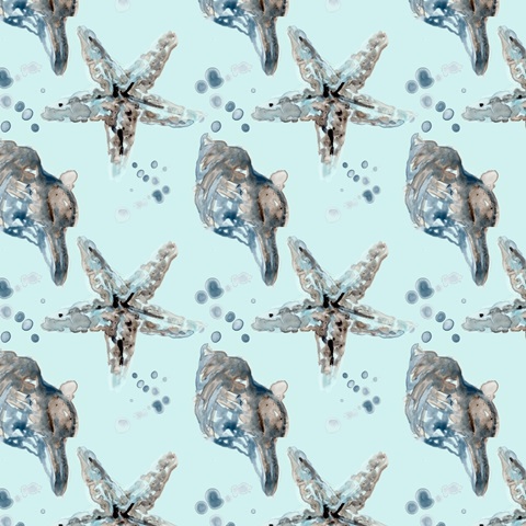 Cerulean Seashells Collection I