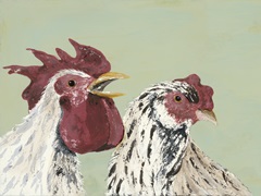 Four Roosters White Chickens