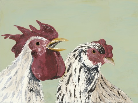 Four Roosters White Chickens