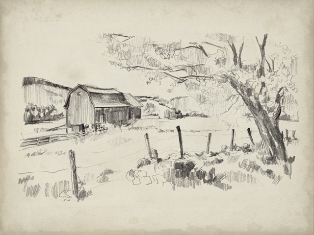 Sketched Barn View II