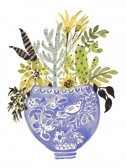 Painted Vase of Flowers I