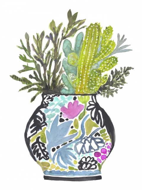 Painted Vase of Flowers IV