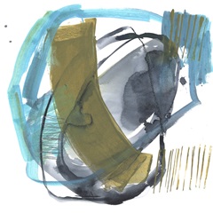 Olive & Blue Gesture I