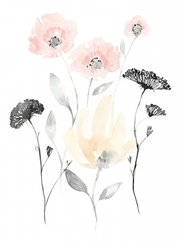 Blush & Black Wildflowers I
