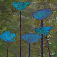 Teal Poppies I