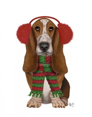 Christmas Des - Basset Hound and Ear Muffs