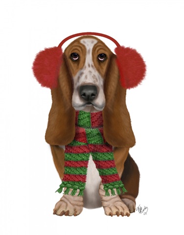 Christmas Des - Basset Hound and Ear Muffs