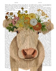Cow Cream Bohemian 1 Book Print