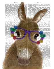 Donkey Purple Flower Glasses Book Print