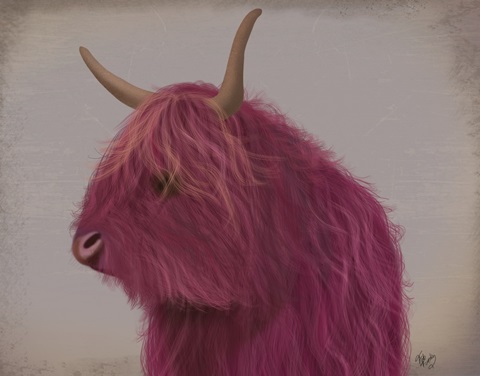 Highland Cow 4, Pink, Portrait