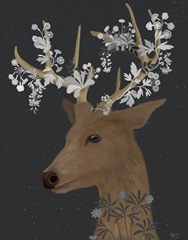 Deer, White Flowers