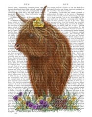Highland Cow, Pansy Book Print
