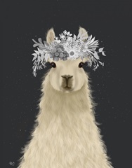 Llama White Flowers