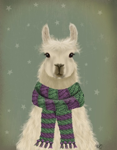 Llama with Purple Scarf, Portrait