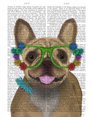 French Bulldog and Flower Glasses