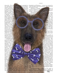 German Shepherd with Glasses and Bow Tie