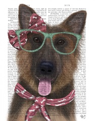 German Shepherd with Glasses and Scarf