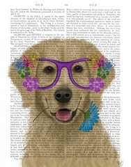 Golden Retriever and Flower Glasses