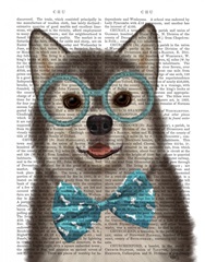 Husky with Glasses and Bow Tie