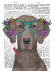 Weimaraner  and Flower Glasses