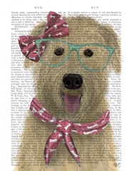 Wheaten Terrier with Glasses and Scarf